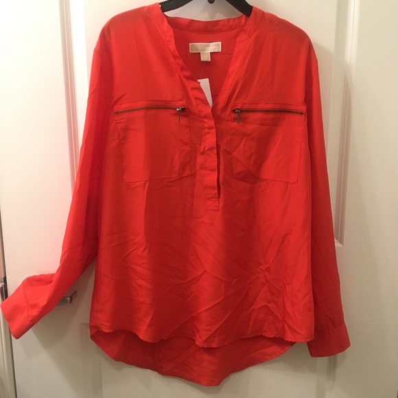 Michael Kors Tops - Michael Kors | Coral Long Tail Blouse Top XL NWT